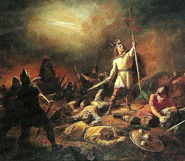 axel gustaf hertzberg fornnordisk drabbning oil painting image